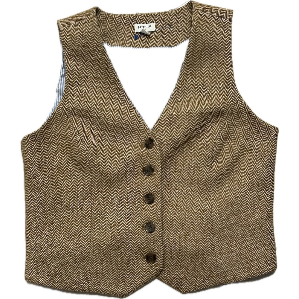 J. Crew Factory Brown Herringbone Vest